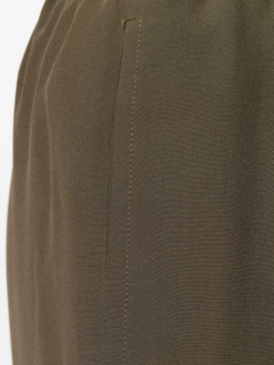 Shop Aspesi Cropped Silk Trousers In Green