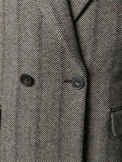 Shop Stella Mccartney Striped Double Breasted Coat In Grey