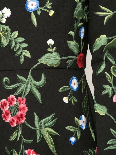 Shop Oscar De La Renta Botanical Garden Embroidered Dress In Black