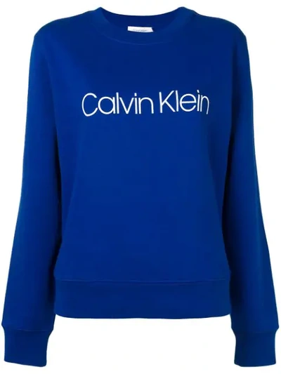 Shop Calvin Klein Logo Print Sweatshirt - Blue