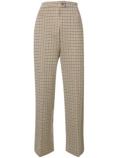 Shop Moncler Houndstooth Trousers In Neutrals