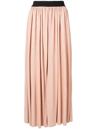 Shop Msgm Pleated Maxi Skirt In Neutrals