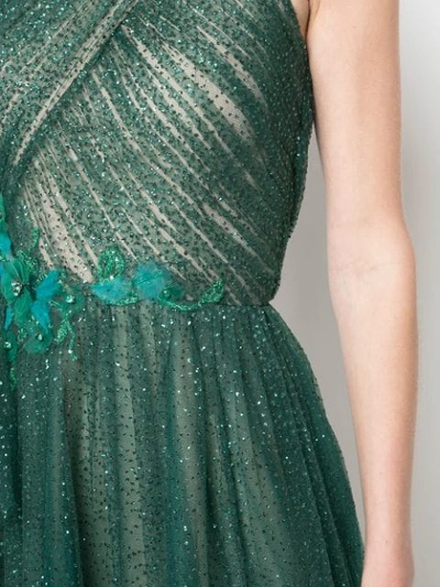 MARCHESA NOTTE EMBELLISHED MIDI DRESS - 绿色