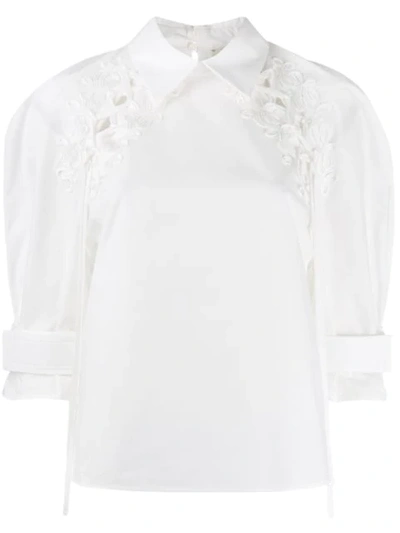 Shop Fendi Floral Tassel Blouse In White