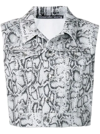 Shop Alexander Wang Cropped Python Vest - Black