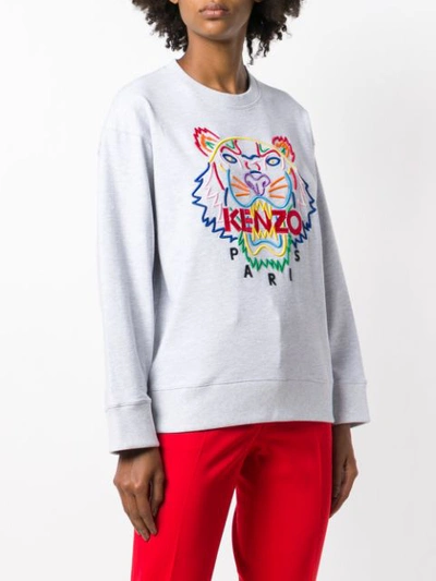 Shop Kenzo Tiger Embroidered Sweatshirt - Grey