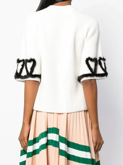 Shop Fendi Ribbed Knitted Top In F0znm-white