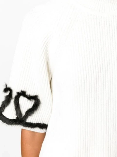 Shop Fendi Ribbed Knitted Top In F0znm-white