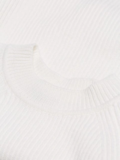 Shop Fendi Ribbed Knitted Top In F0znm-white