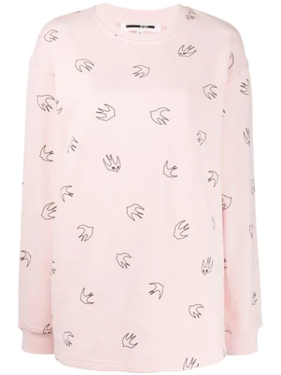 Shop Mcq By Alexander Mcqueen Bird Print Sweater In Pink
