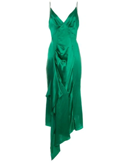 Shop Olivier Theyskens Plunge Neck Ruffle Dress - Green