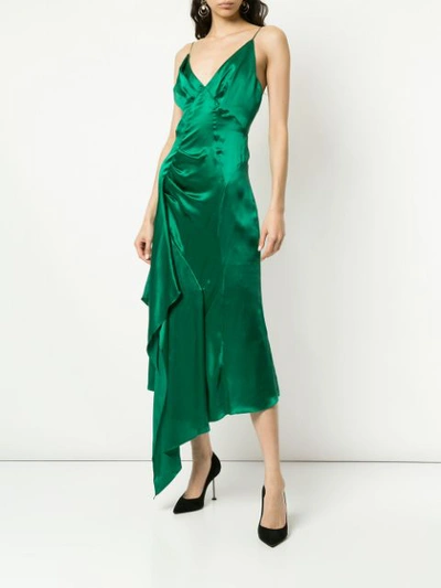 Shop Olivier Theyskens Plunge Neck Ruffle Dress - Green