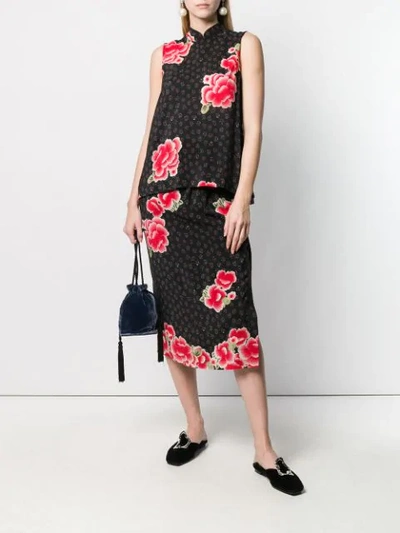 Shop Simone Rocha Floral Midi Skirt In Black