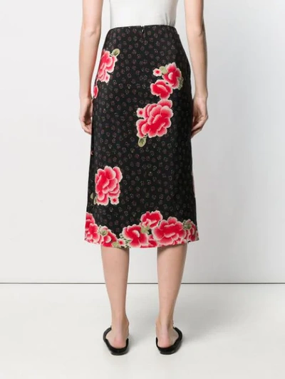 Shop Simone Rocha Floral Midi Skirt In Black