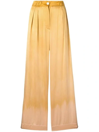 Shop Raquel Allegra Keaton Satin Trousers In Gold