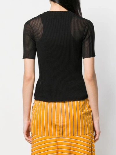 Shop Courrèges Sheer Knitted Top In Black