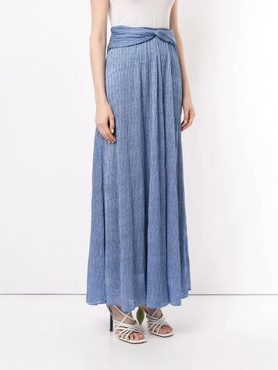 Shop Missoni Zigzag Lamé Long Skirt In Blue