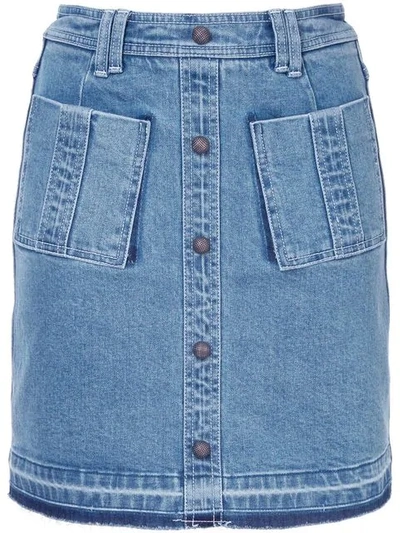 Shop Aje Double Pockets Denim Skirt In Blue