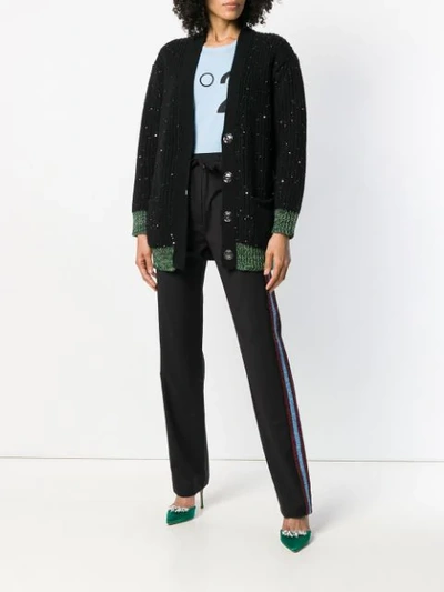 Shop N°21 Wool-blend Cardigan With Sequins In Black