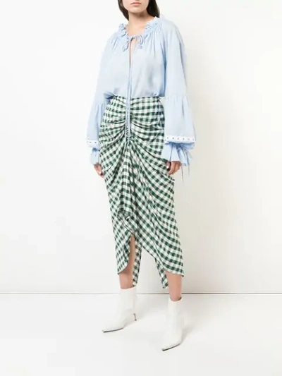 Shop Marques' Almeida Oversized Gathered Blouse In Blue