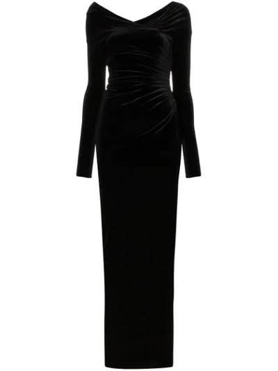Shop Alexandre Vauthier Velvet Side-slit Gown In Black