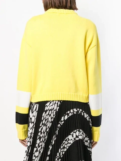 Shop Msgm Anchor Print Sweater In Yellow