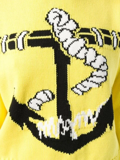 Shop Msgm Anchor Print Sweater In Yellow