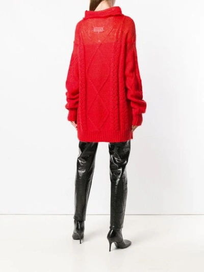 Shop Maison Margiela Fine Cable Knit Jumper In Red