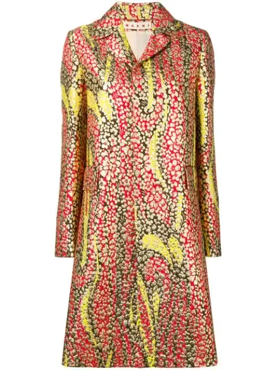 Shop Marni Floral Trench Coat In Red