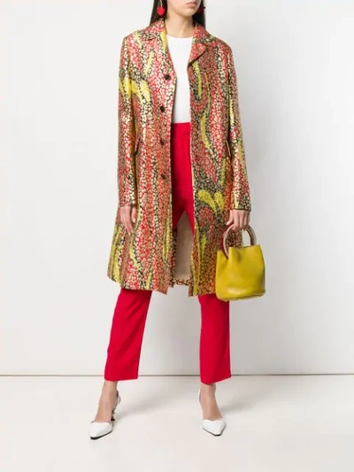 Shop Marni Floral Trench Coat In Red