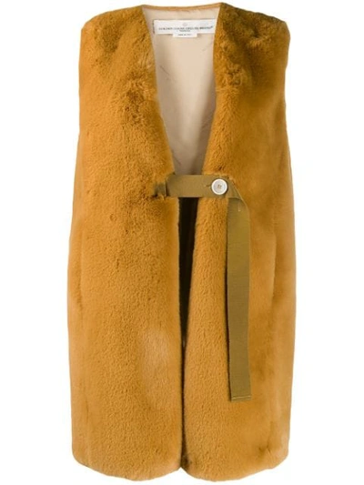 Shop Golden Goose Faux Fur Gilet Coat In Yellow