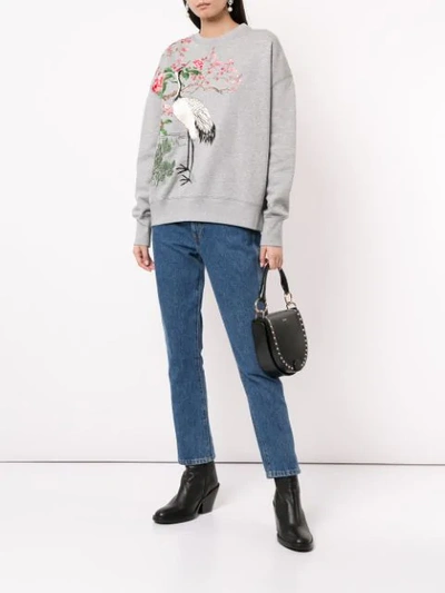 Shop Alexander Mcqueen Japanese Embroidered Sweater In Grey