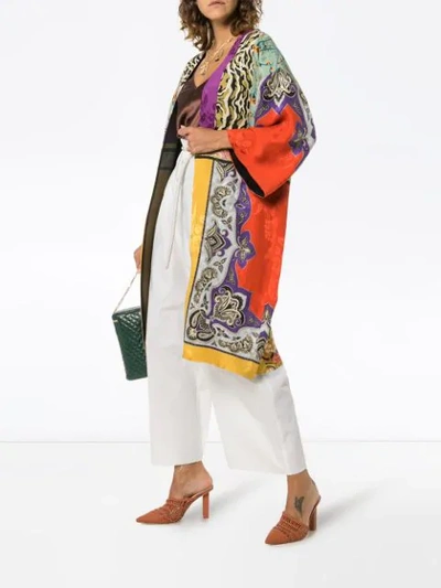 Shop Etro Patch Print Jacquard Kimono In Multicolour