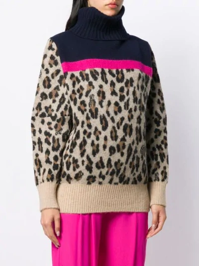 Shop Sacai Leopard Knit Jumper In Blue