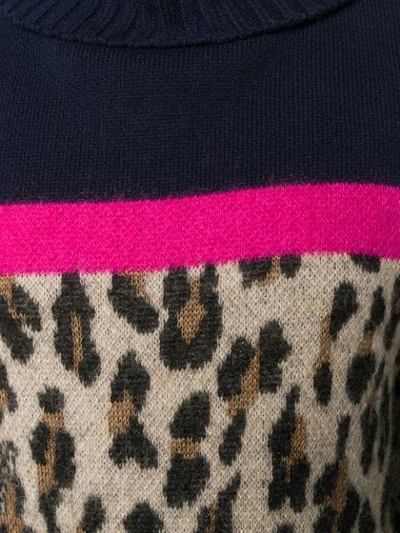 Shop Sacai Leopard Knit Jumper In Blue