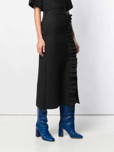 Shop Msgm Ruched Midi Skirt In Black