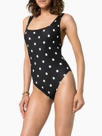 Shop Araks Ume Polka-dot Racerback Swimsuit In Black