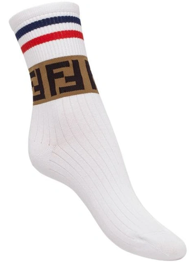 FENDI FF MOTIF SPORT SOCKS - 白色