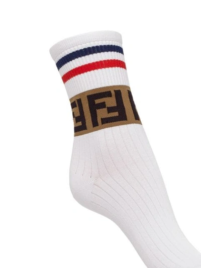 Shop Fendi Ff Motif Sport Socks In F0qa0-white
