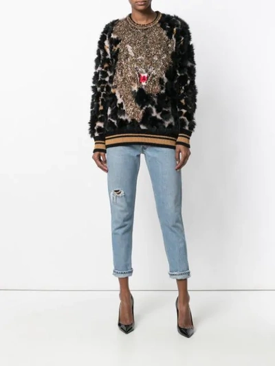 Shop Dolce & Gabbana Textured Tiger Sweater - Black