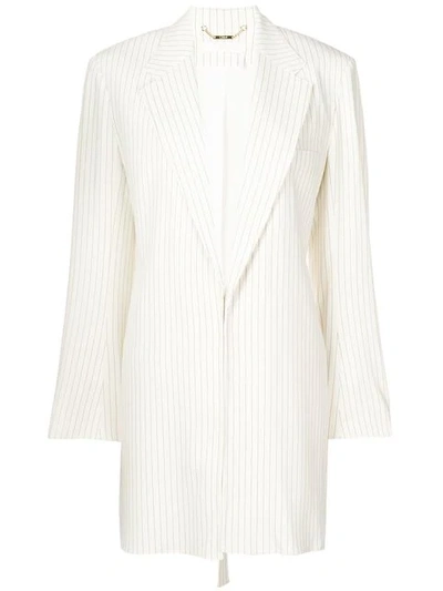 Shop Chloé Striped Belted Blazer In White