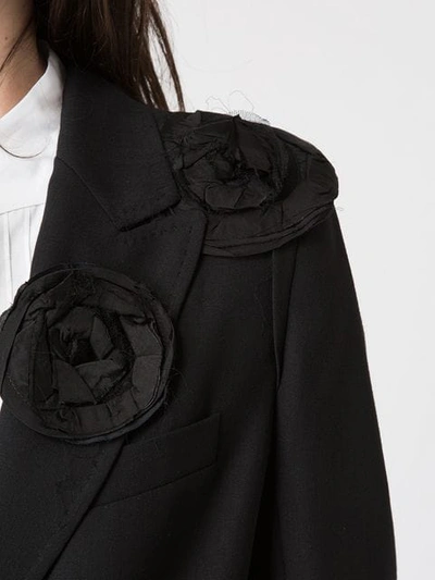 Shop Ann Demeulemeester Flower Detailed Overcoat In Black