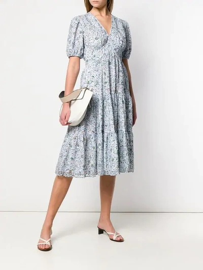 Tory Burch Floral Print Lace Dress In Blue | ModeSens