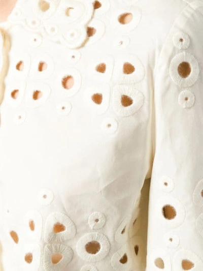 Shop Fendi Broderie Anglaise Cropped Shirt In Neutrals