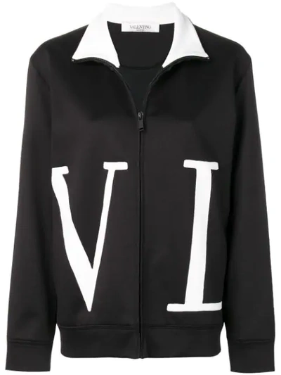 Shop Valentino Vltn Zip-up Sweatshirt In Black