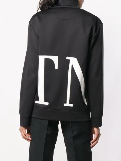 Shop Valentino Vltn Zip-up Sweatshirt In Black