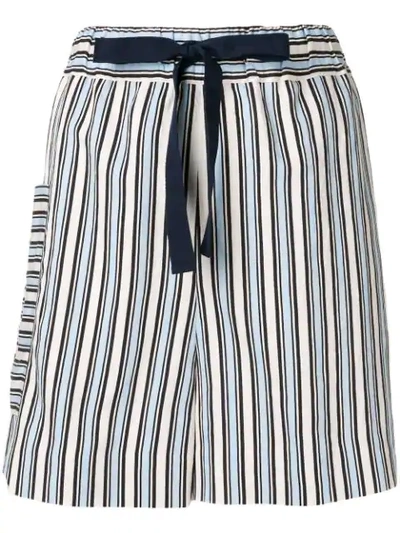 Shop Chinti & Parker High-waist Striped Shorts In Neutrals