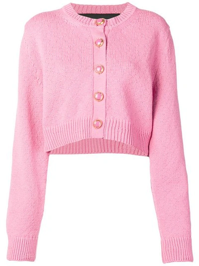Shop Marc Jacobs Cropped Knit Cardigan In Pink