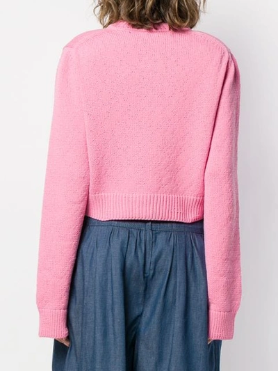 Shop Marc Jacobs Cropped Knit Cardigan In Pink