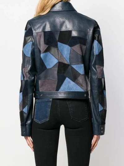 Shop Diesel Black Gold Cropped Jacket With Suede Patchwork In Blue